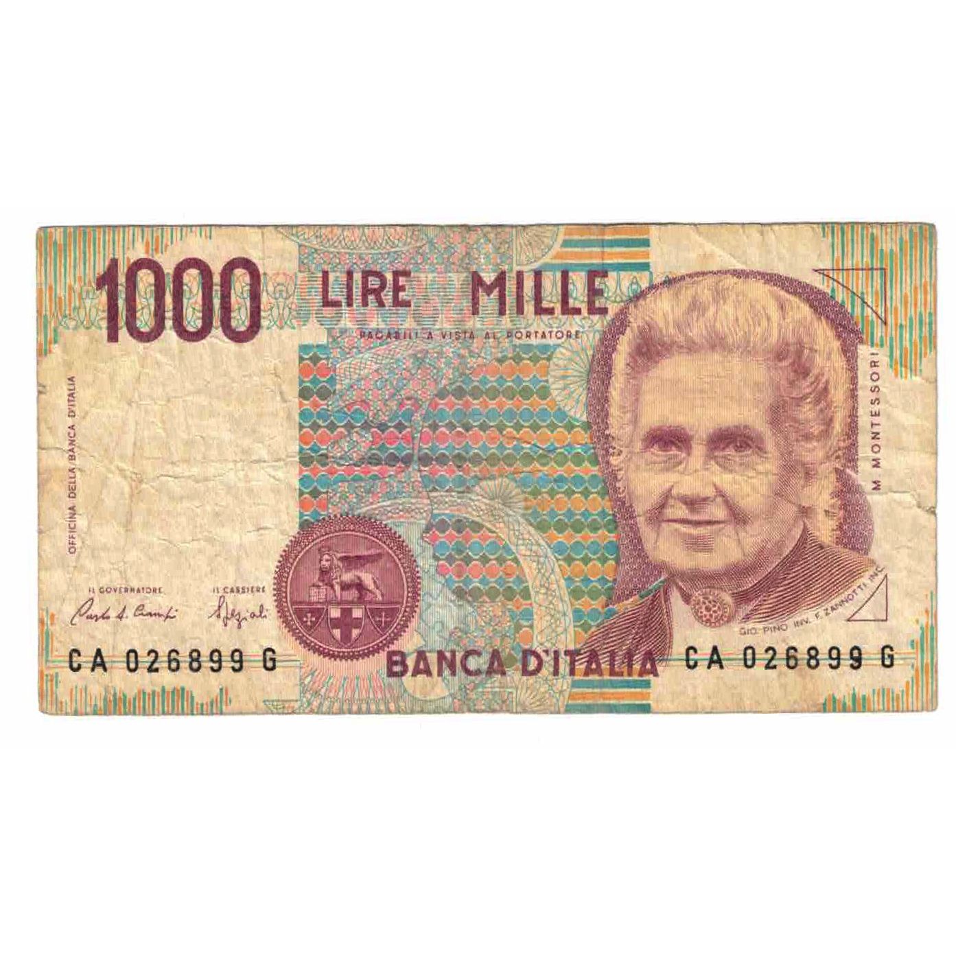 Billete, 1000 Lire, Undated (1998), Italia, KM:114c, BC