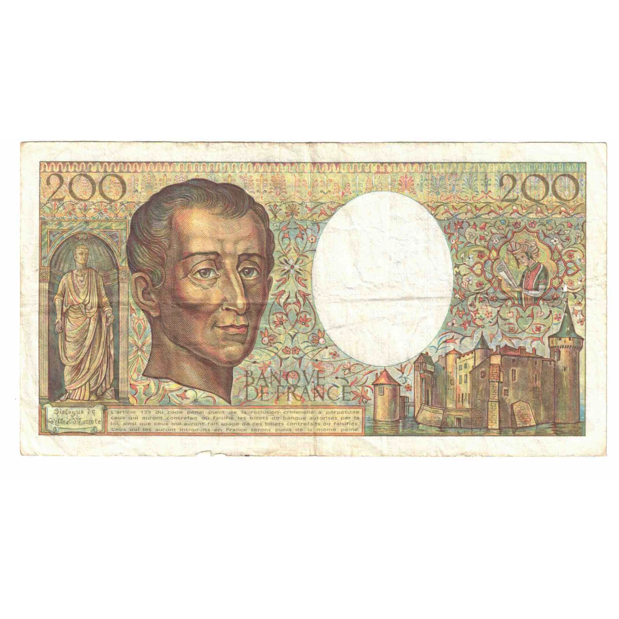 France, 200 Francs, Montesquieu, 1988, T.058, EF(40-45), Fayette:70.08, KM:155c