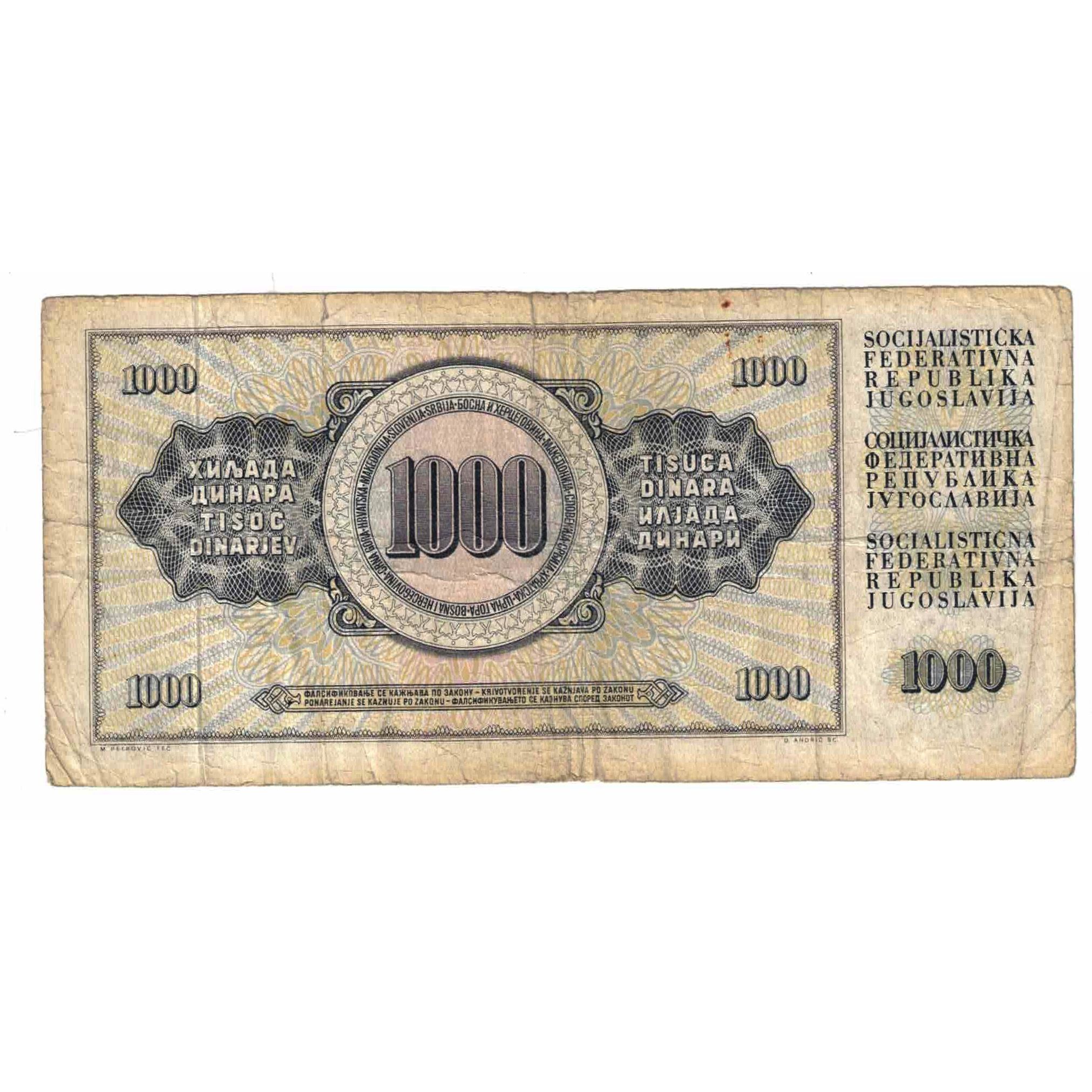 Billete, 1000 Dinara, 1978, Yugoslavia, 1978-08-12, KM:92c, BC