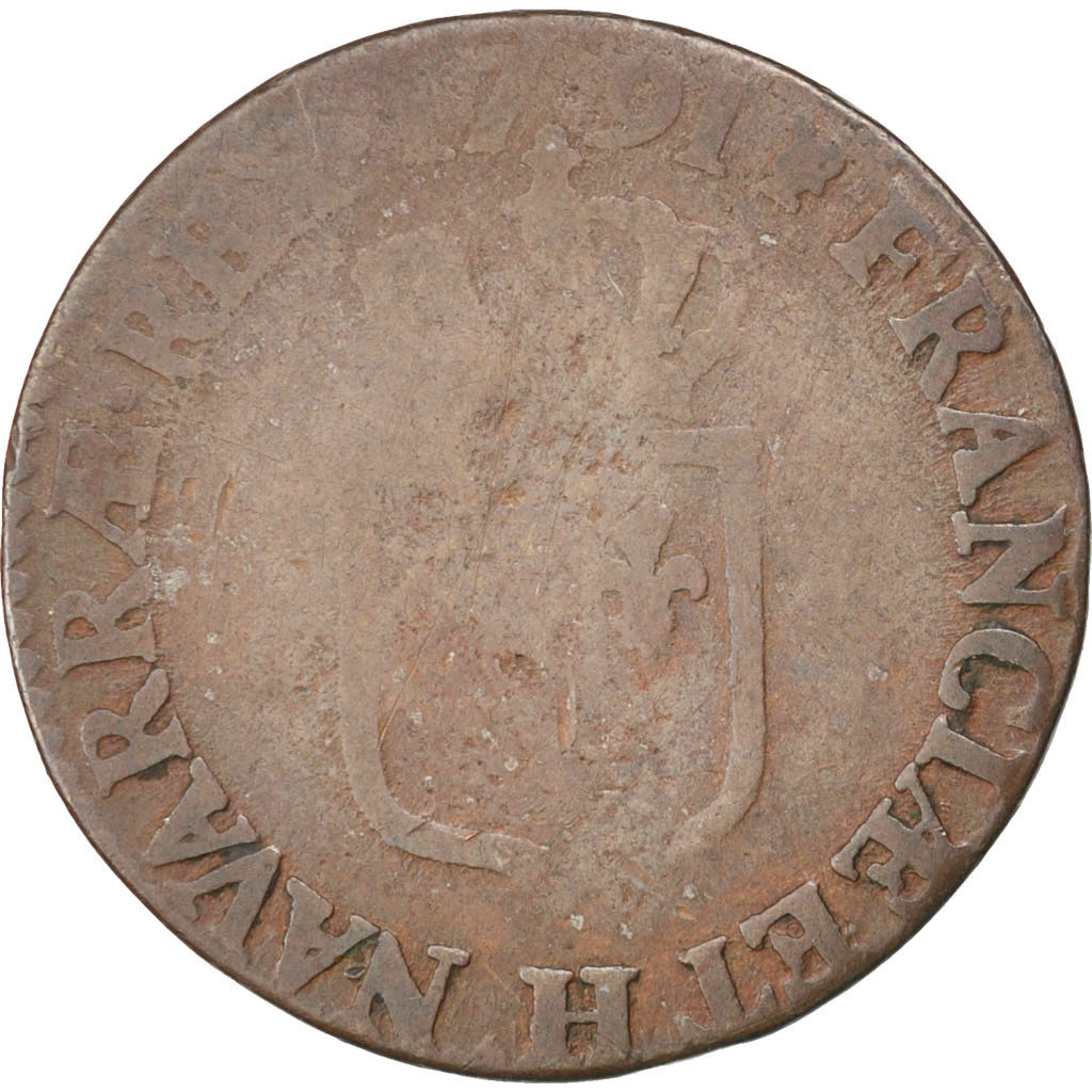 Coin, France, Louis XVI, 1/2 Sol ou 1/2 sou, 1/2 Sol, 1791, La Rochelle