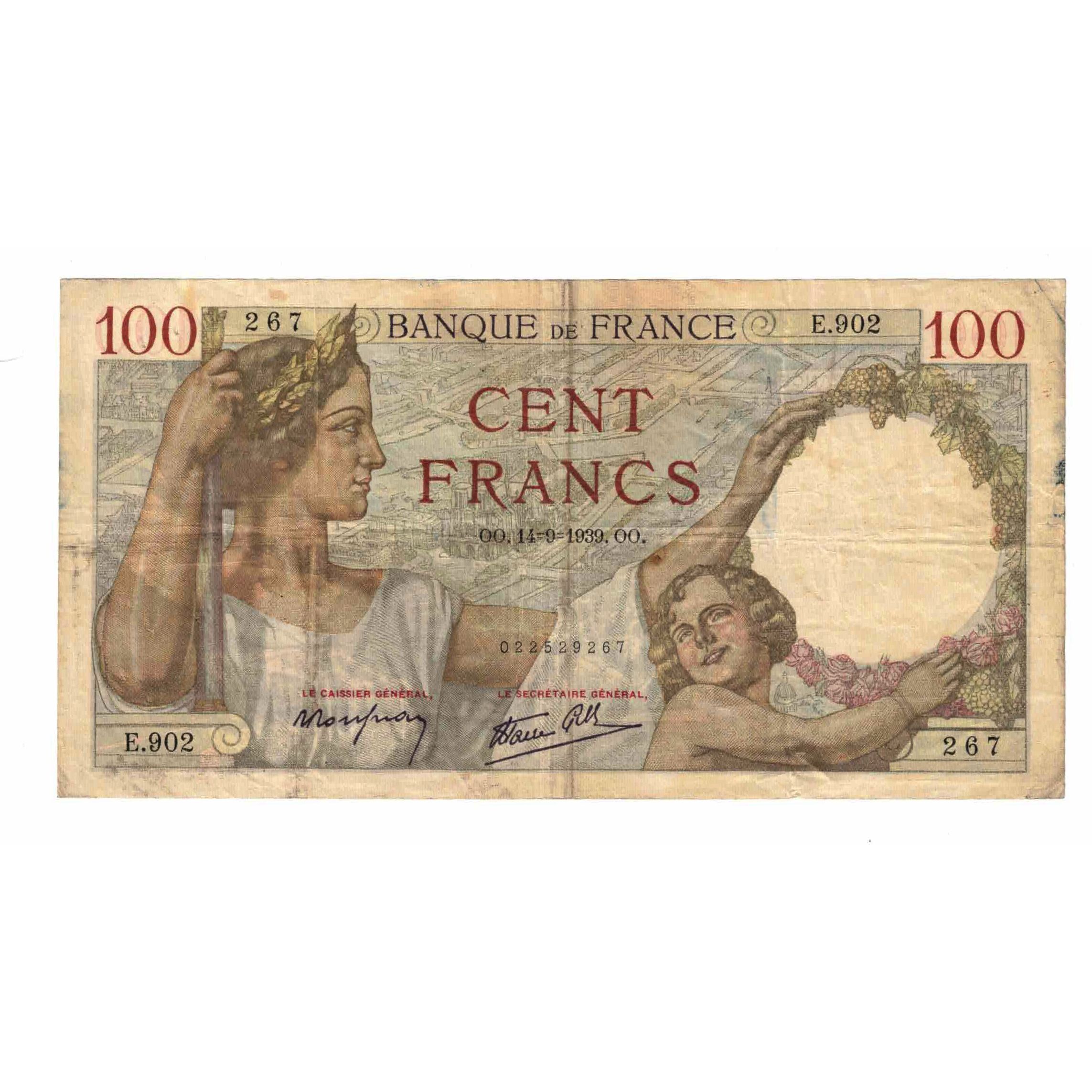 France, 100 Francs, Sully, 1939, E.902, VF(30-35), Fayette:26.06, KM:94