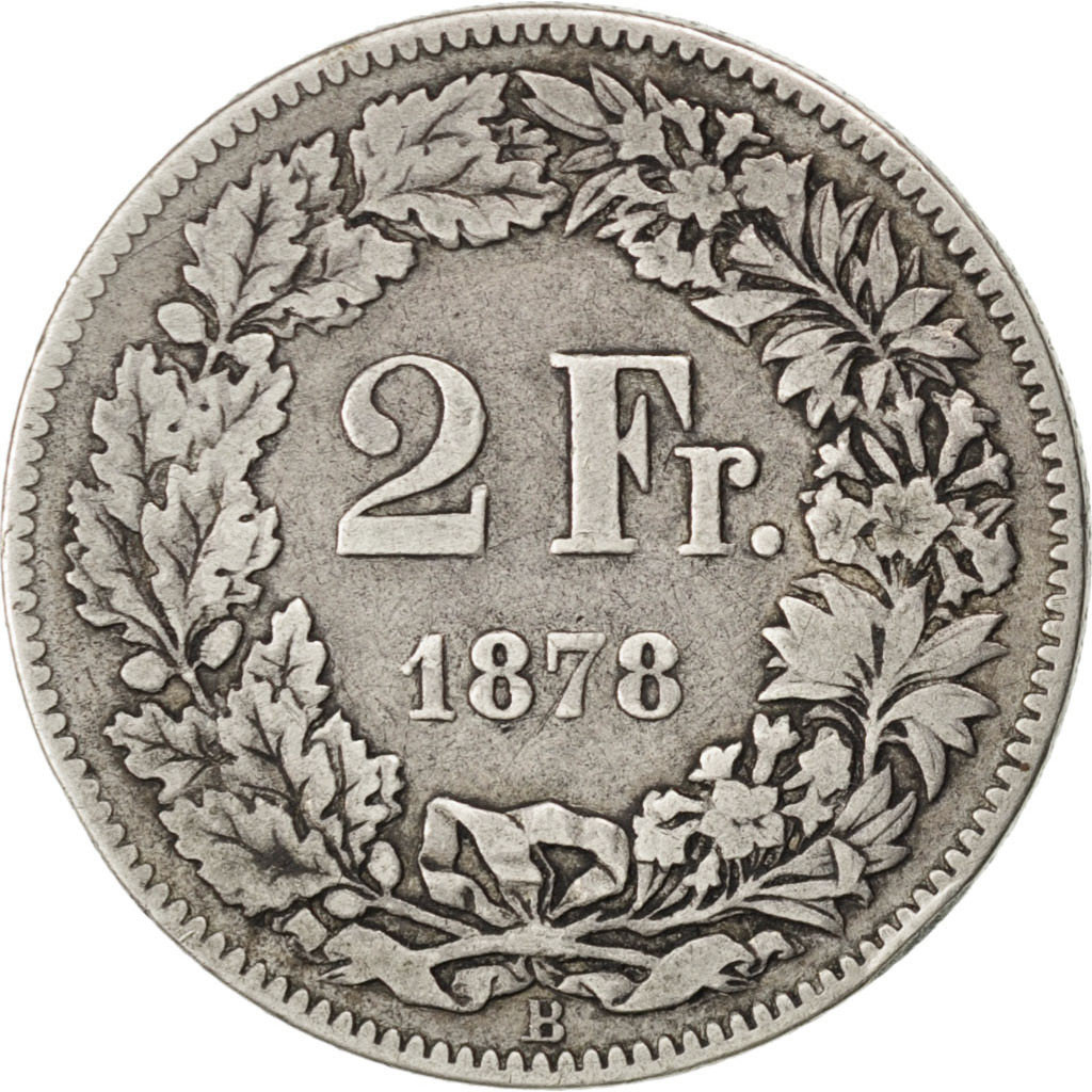 Coin, Switzerland, 2 Francs, 1878, Bern, , Silver, KM:21