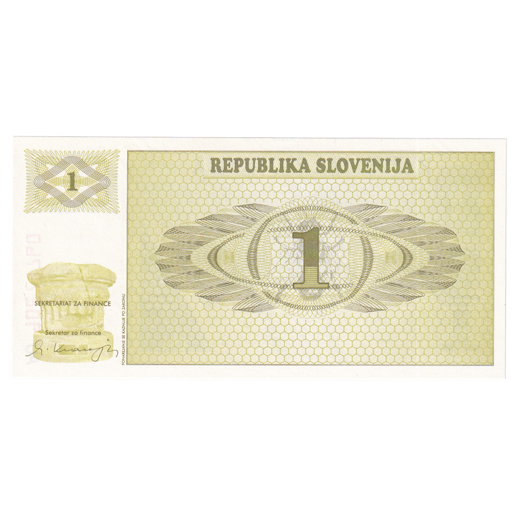 Banknote, Slovenia, 1 (Tolar), Undated (1990), KM:1a, UNC(65-70)