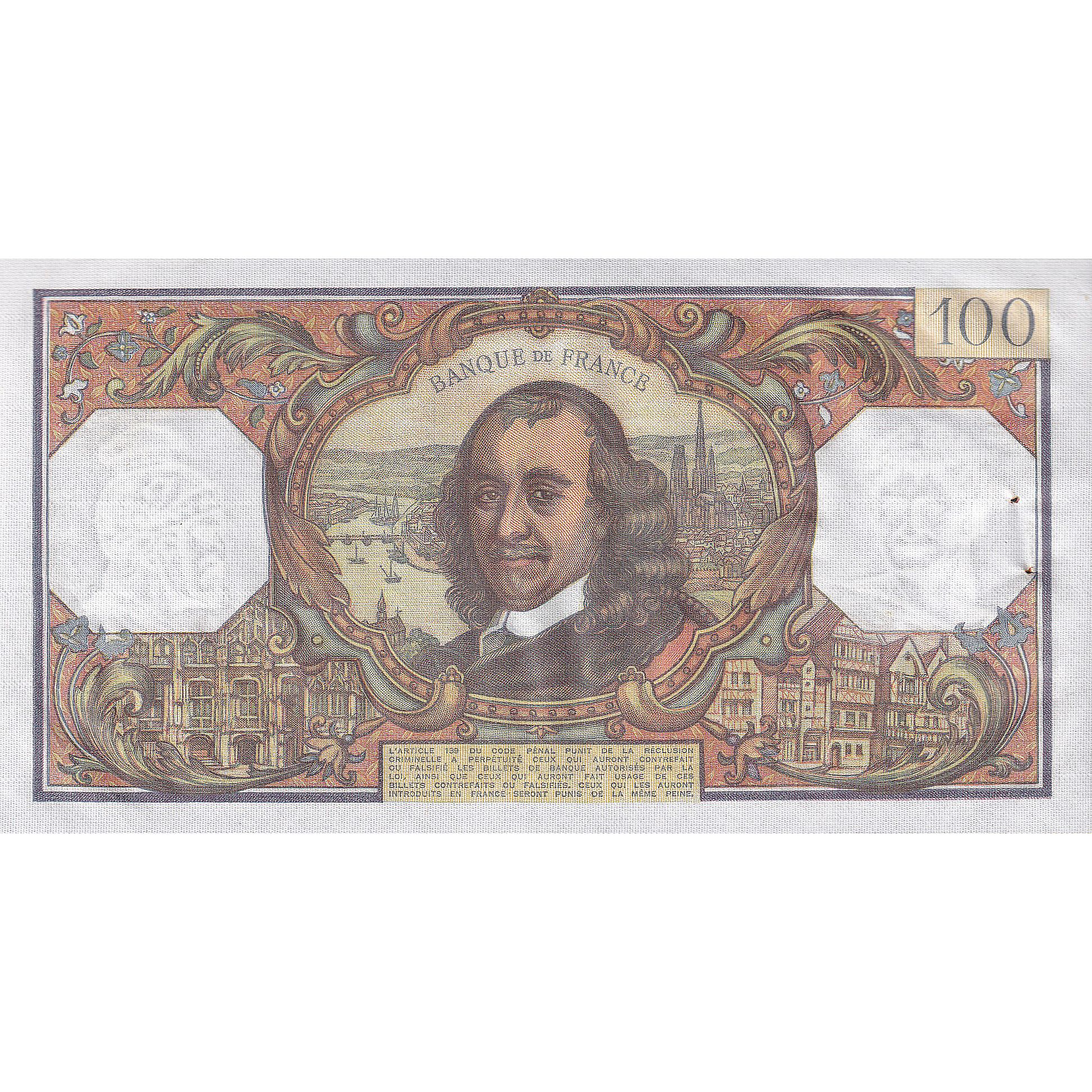 France, 100 Francs, Corneille, 1971, E.537, AU(50-53), Fayette:65.35, KM:149c
