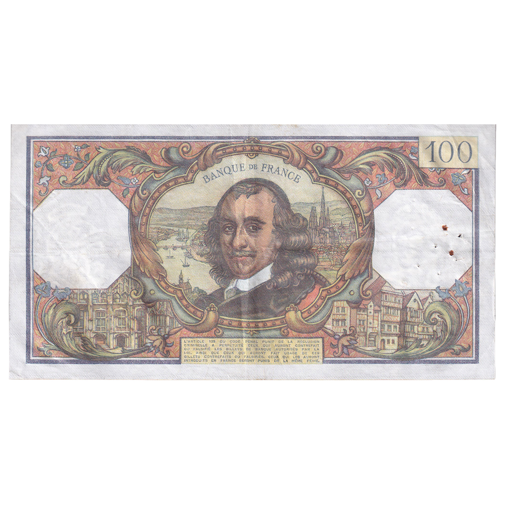 France, 100 Francs, Corneille, 1978, S.1145, EF(40-45), Fayette:65.61, KM:149f