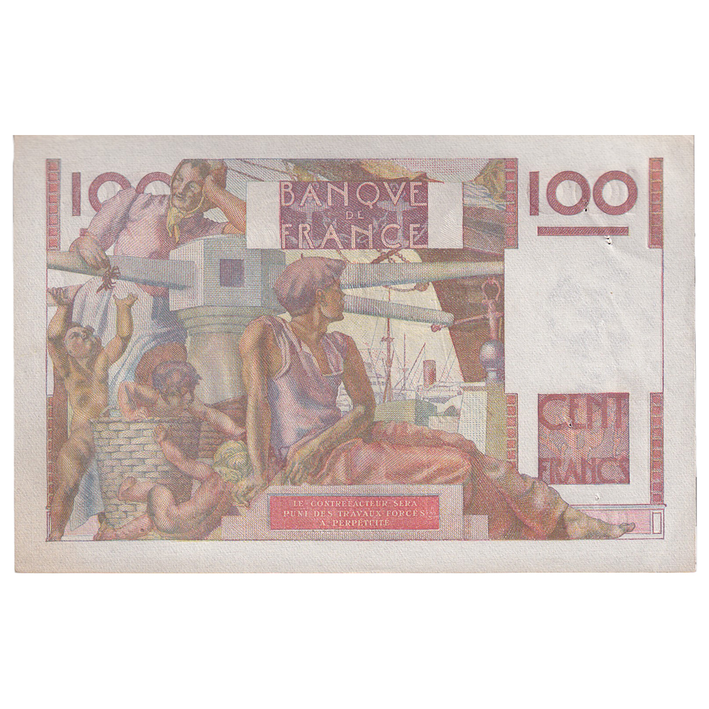 France, 100 Francs, Jeune Paysan, 1951, S.399, AU(50-53), Fayette:28.29, KM:128d