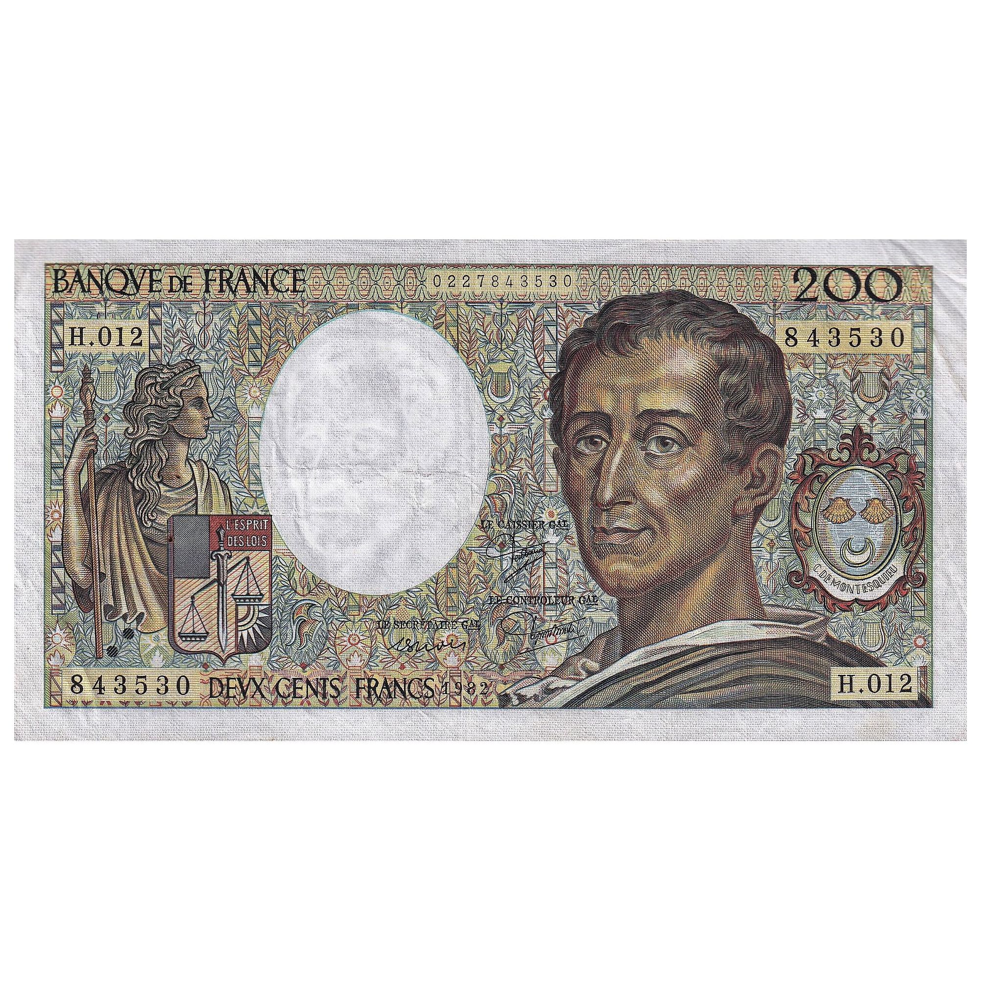 France, 200 Francs, Montesquieu, 1982, H.012, EF(40-45), Fayette:70.02, KM:155a
