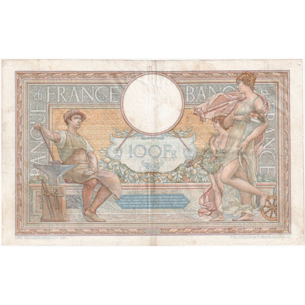 France, 100 Francs, Luc Olivier Merson, 1936, C.50461, EF(40-45), Fayette:24.15