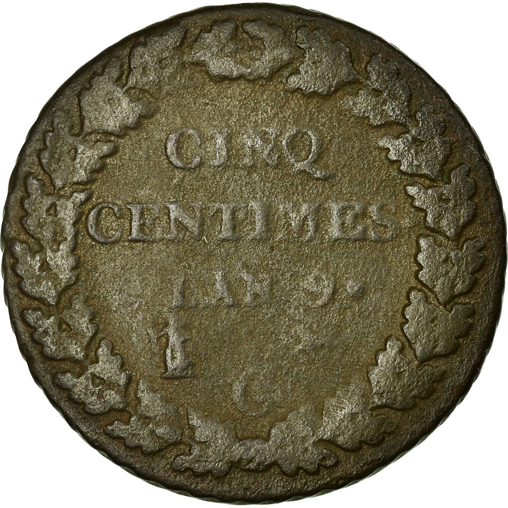 Coin, France, Dupré, 5 Centimes, 1800, Geneva, , Bronze, KM:640.6