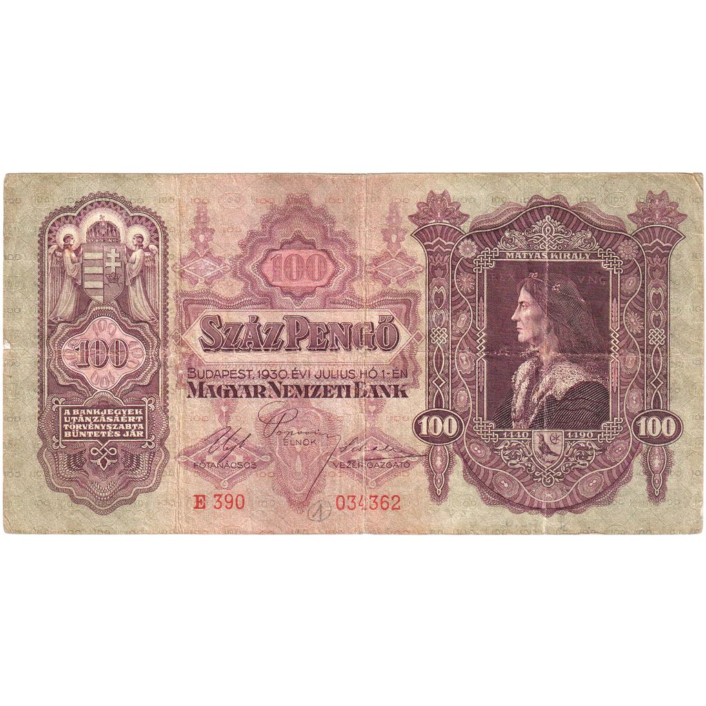 Hungary, 100 Pengö, 1930, 1930-07-01, KM:98, EF