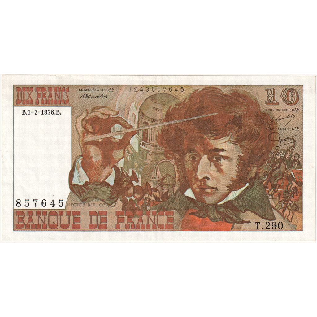 France, 10 Francs, Berlioz, 1976-07-01, T.290, EF(40-45)