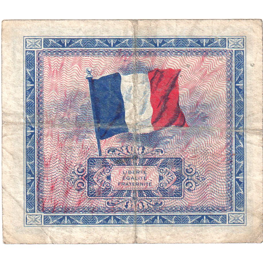 France, 5 Francs, Flag/France, SÉRIE 1944, VF(30-35) | World Paper