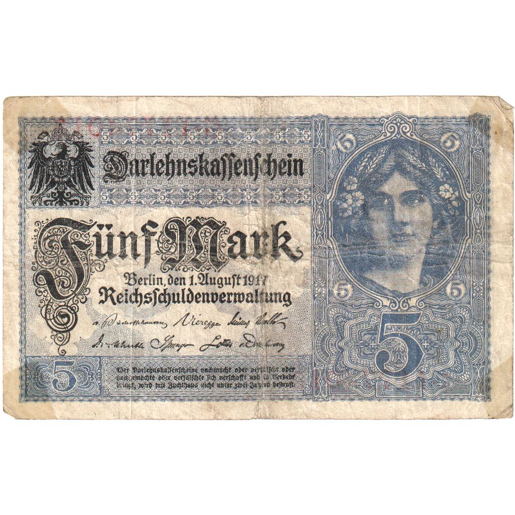 Germany, 5 Mark, 1917-08-01, VG(8-10)