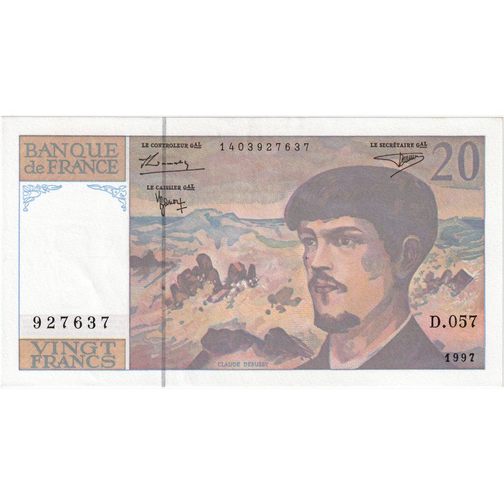 France, 20 Francs, Debussy, D.057, UNC(63)