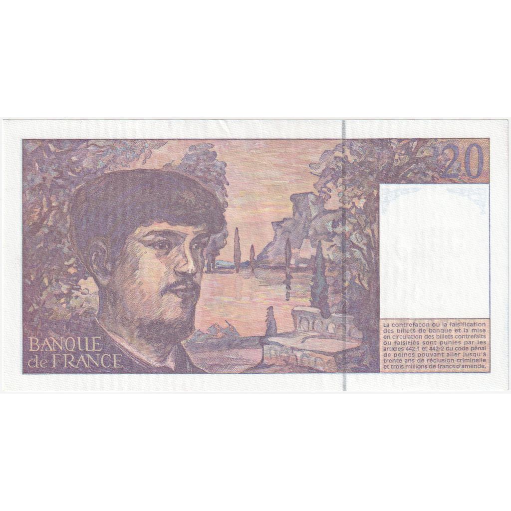 France, 20 Francs, Debussy, D.057, UNC(63)