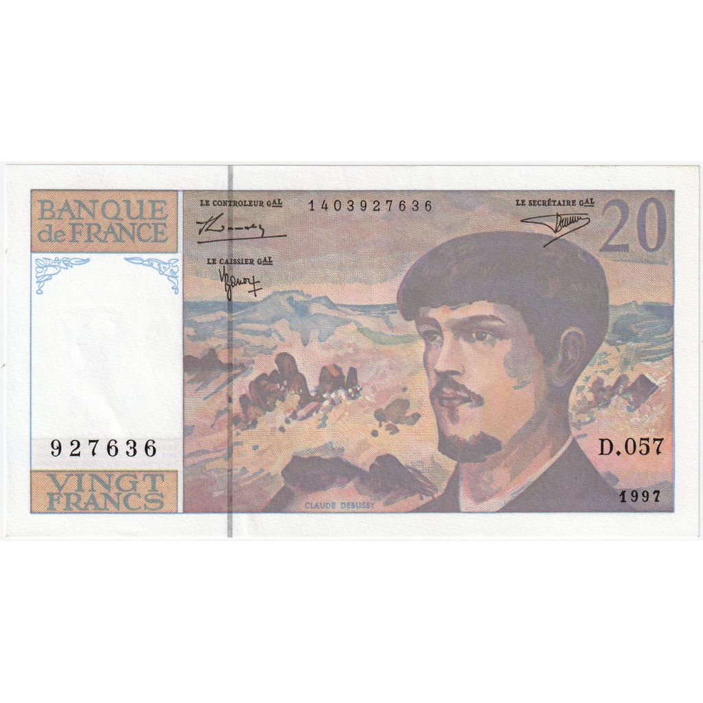 France, 20 Francs, Debussy, D.057, UNC(63)