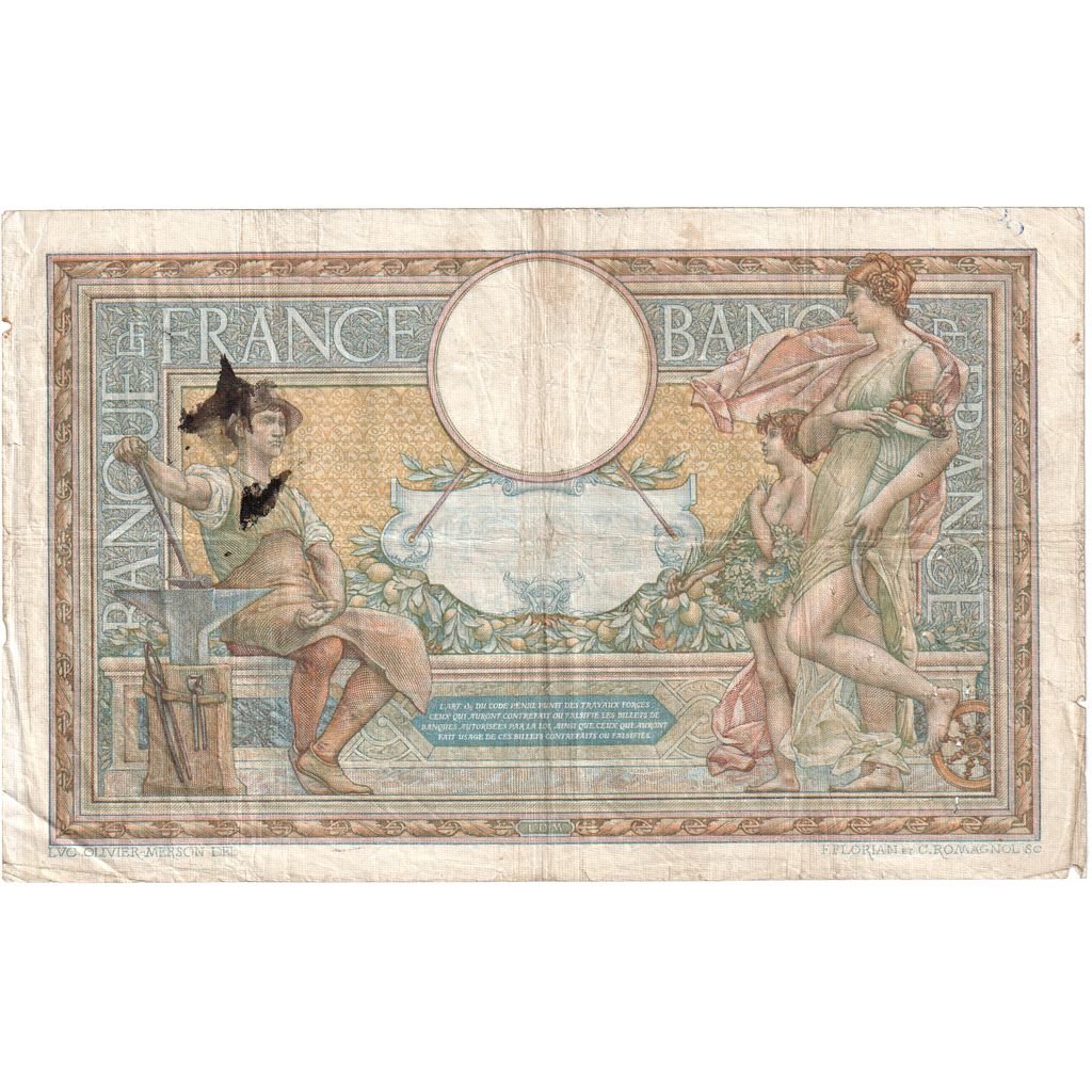 France, 100 Francs, Luc Olivier Merson, 1908-10-31, C.510, VF