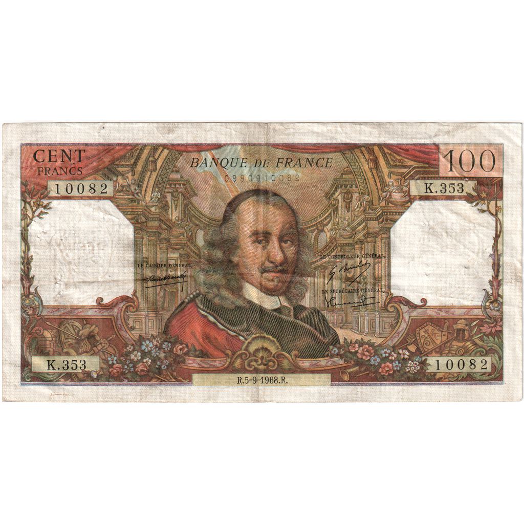 France, 100 Francs, Corneille, 1968-09-05, K;353, VF(20-25)