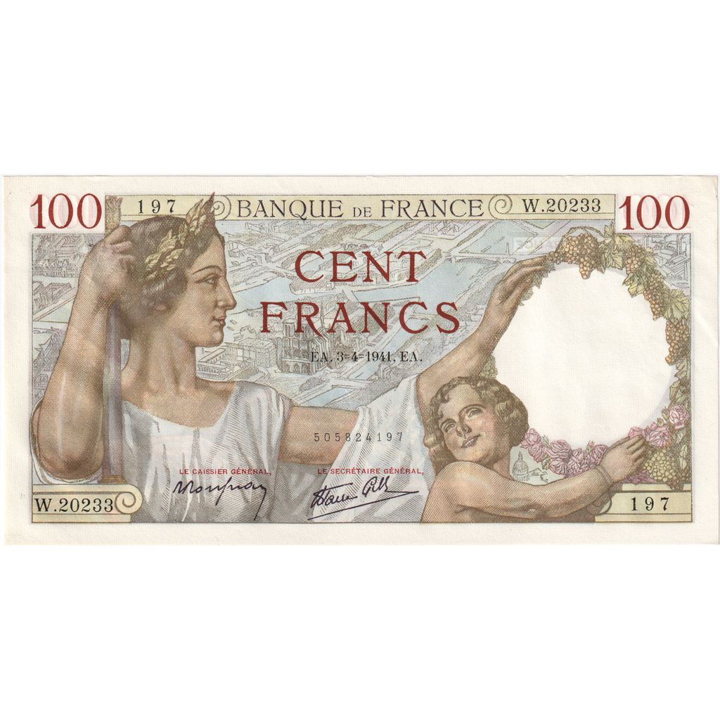 France, 100 Francs, Sully, 1941-04-03, W.20233, UNC(63)
