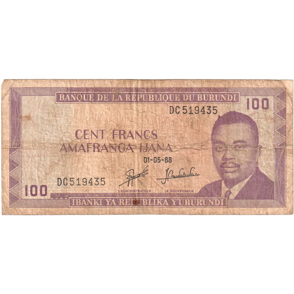 Burundi, 100 Francs, 1988-05-01, VG
