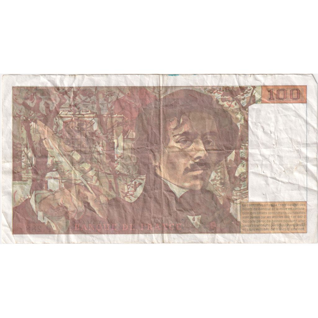 France, 100 Francs, Delacroix, Undated (1995), P.288, VF