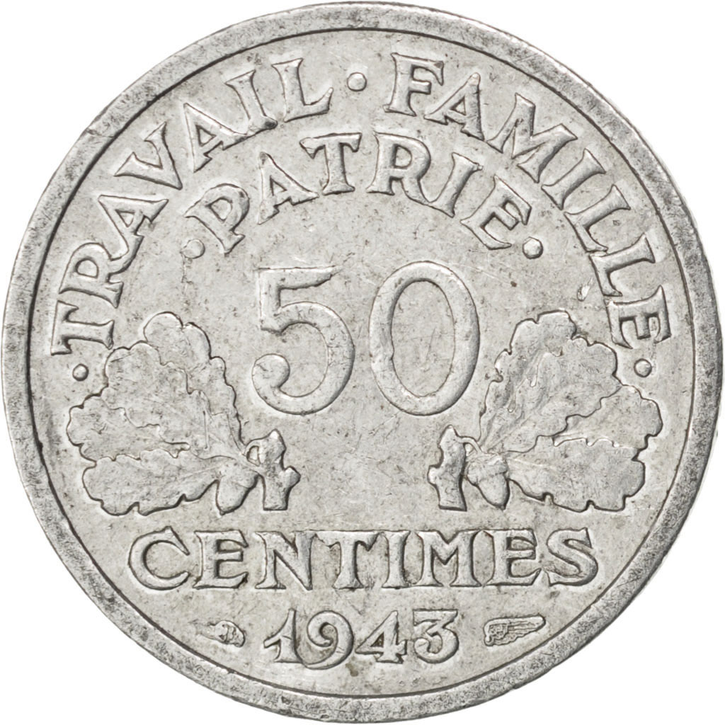 Coin, France, Bazor, 50 Centimes, 1943, , Aluminum, KM:914.1