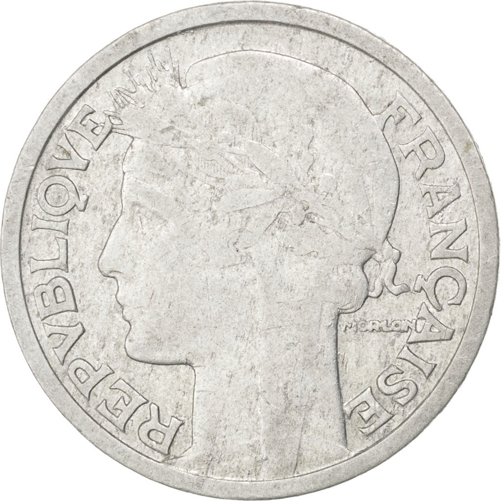 Coin, France, Morlon, 2 Francs, 1945, Beaumont le Roger, , Aluminum