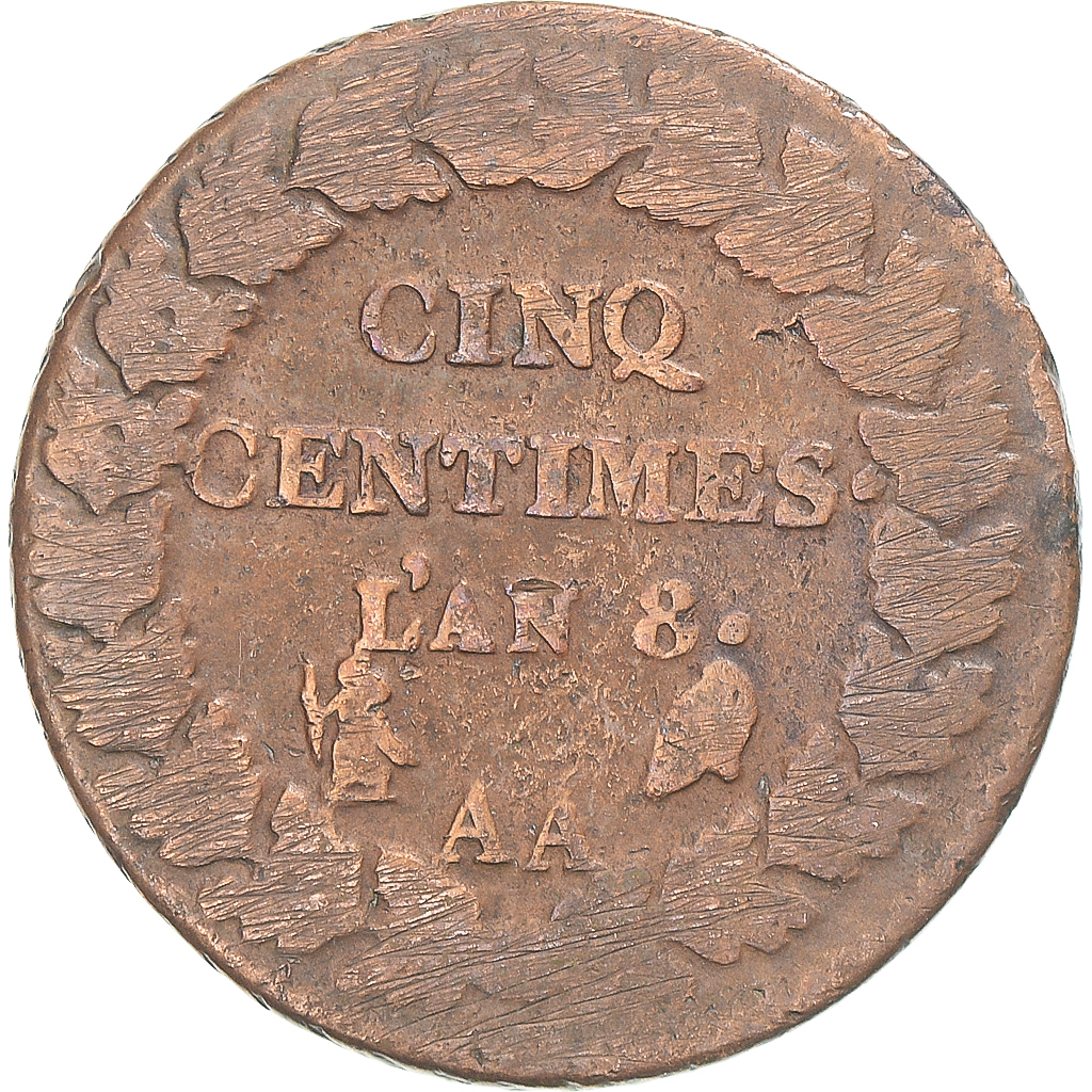 Coin, France, Dupré, 5 Centimes, AN 8, Metz, , Copper, Gadoury:126a
