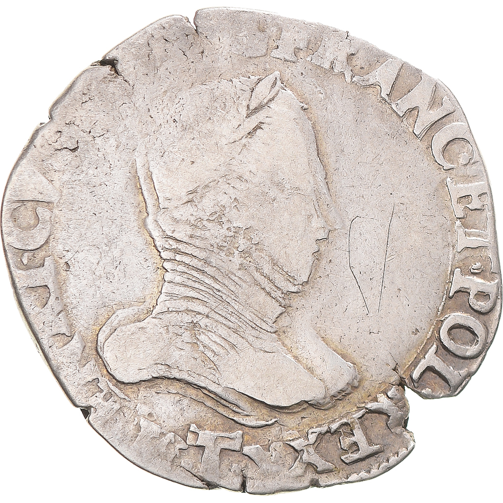 Coin, France, Henri III, Teston, 4e type au col plat, 1575, Nantes, 