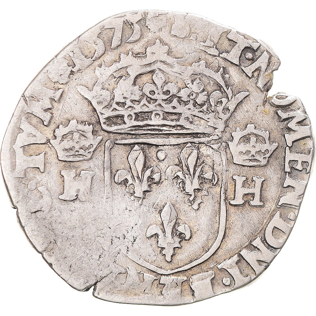 Coin, France, Henri III, Teston, 4e type au col plat, 1575, Nantes, 