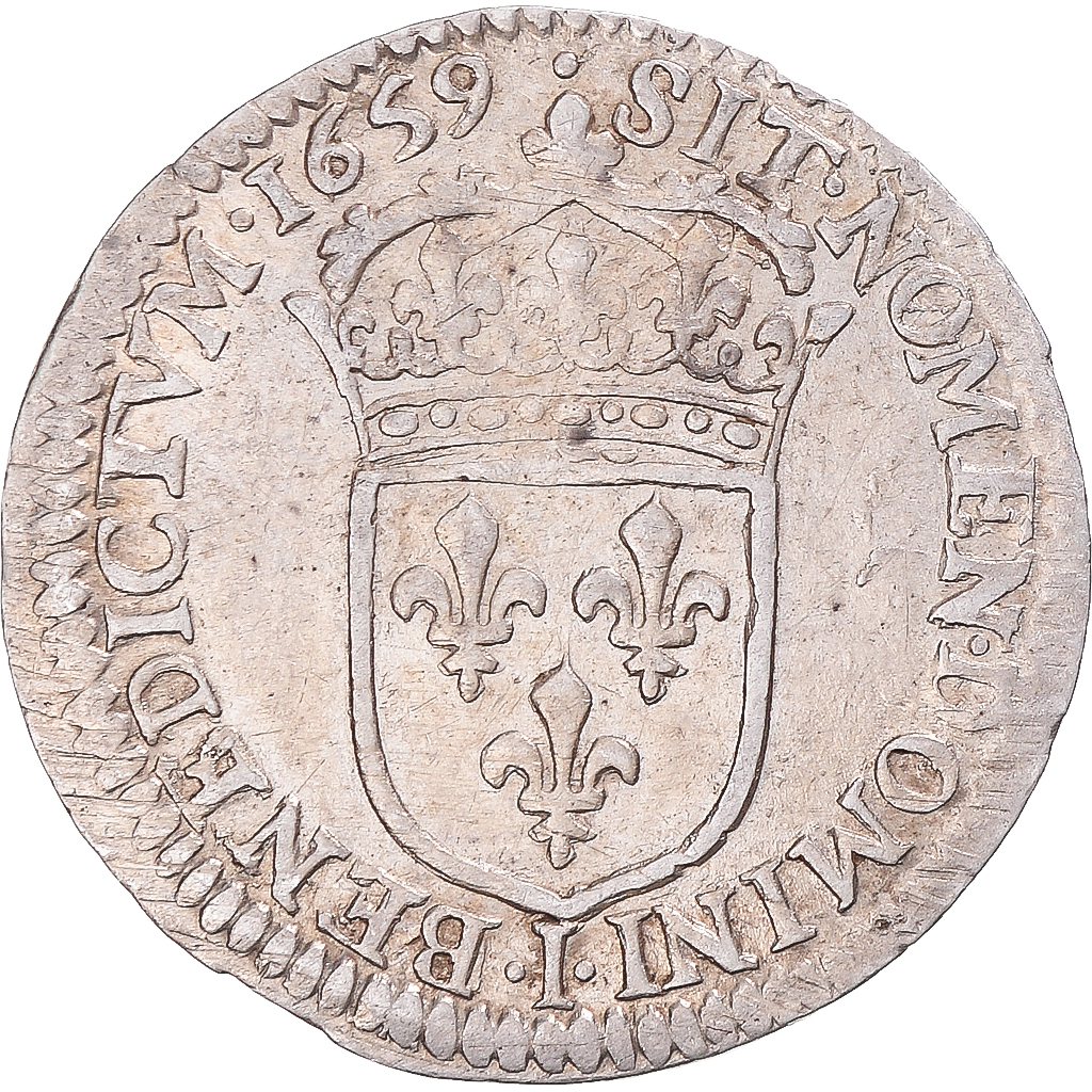 Coin, France, Louis XIV, 1/12 Ecu à la mèche longue, 1659, Limoges, EF