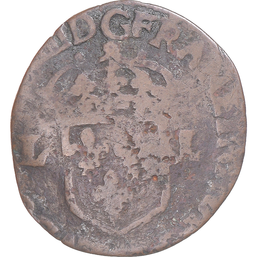 Coin, France, Louis XIII, Douzain, 1628, Nîmes, VF, Billon, Gadoury:19
