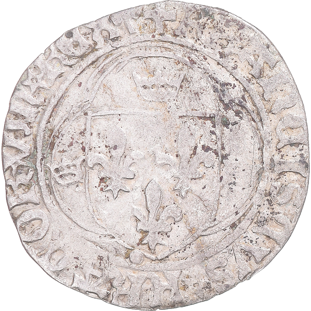Coin, France, François Ier, Blanc à la couronne, Lyon, , Billon