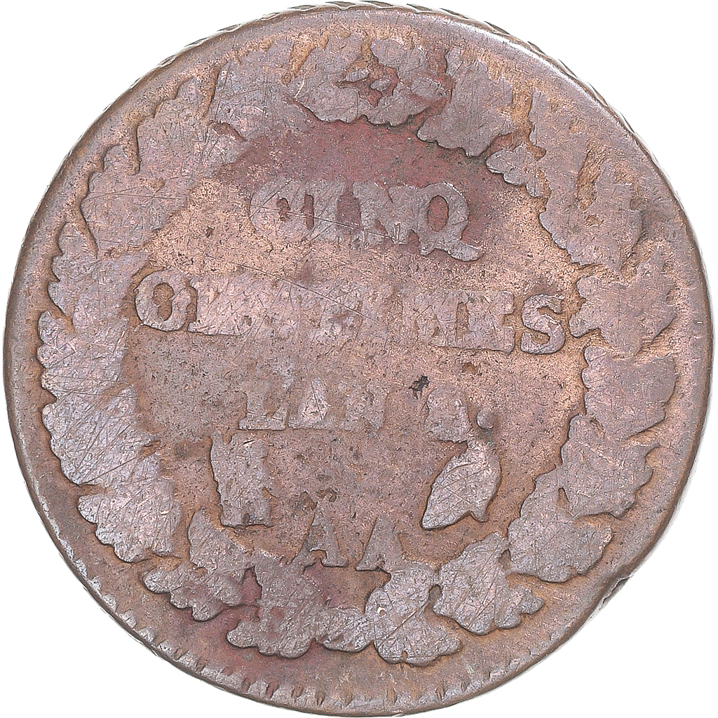 Coin, France, Dupré, 5 Centimes, AN 8/5, Metz, , Copper, Gadoury:126a