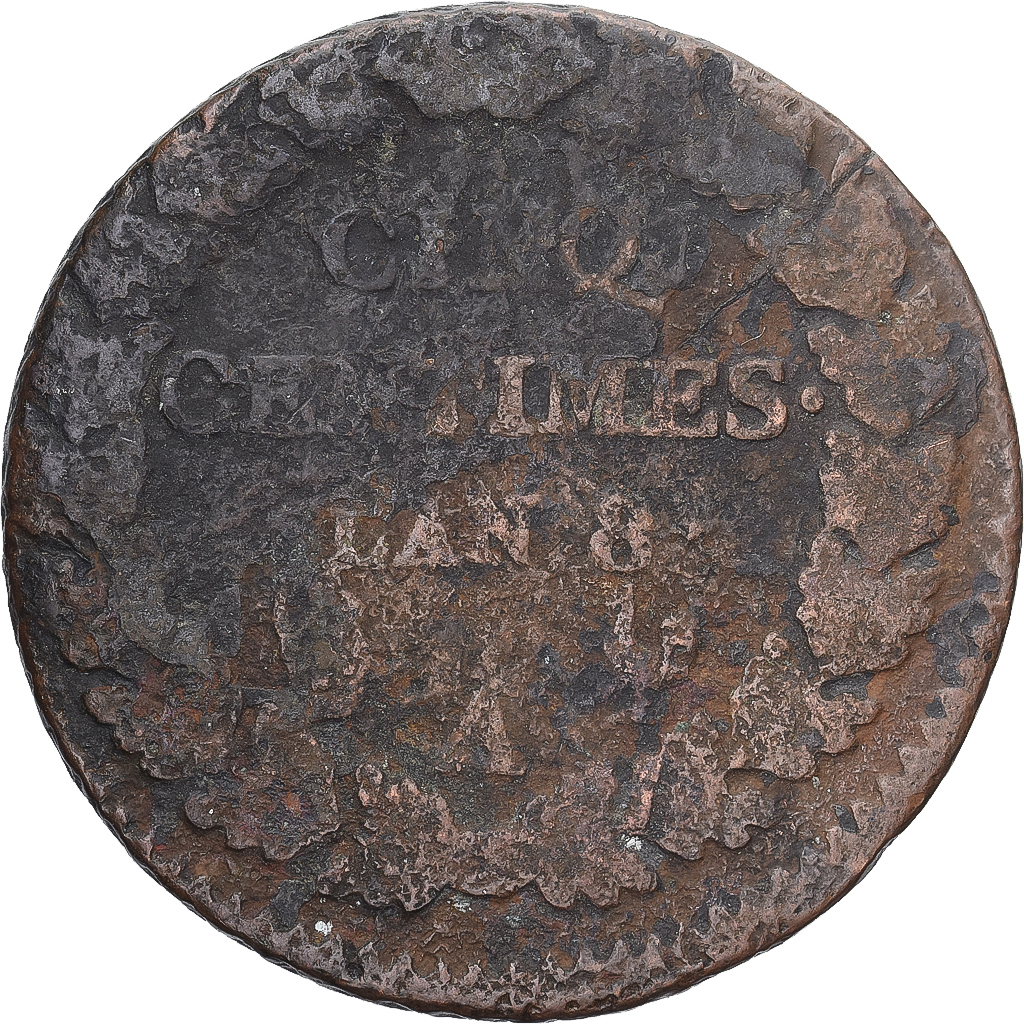Coin, France, Dupré, 5 Centimes, AN 8, Paris, , Copper, Gadoury:126