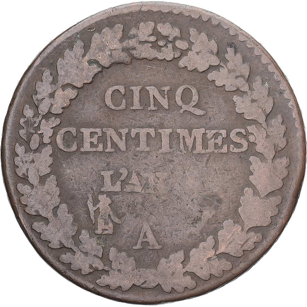 Coin, France, Dupré, 5 Centimes, Paris, , Copper, Gadoury:126/126a