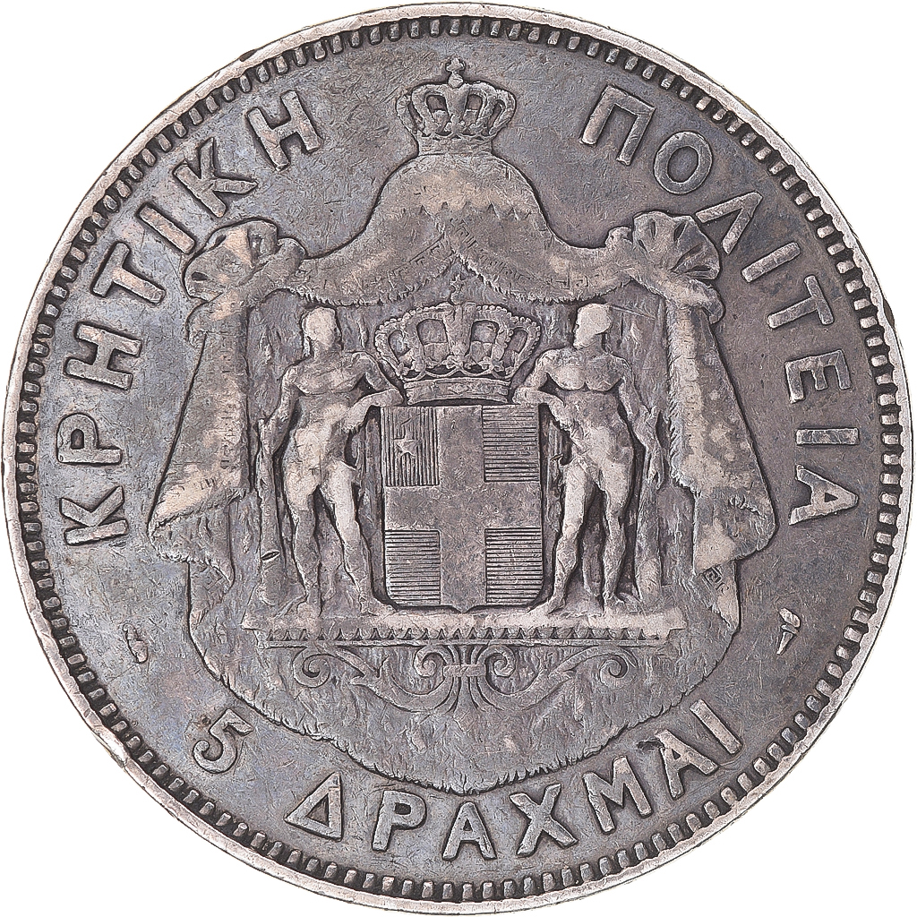 Coin, Crete, Prince George, 5 Drachmai, 1901, Paris, , Silver, KM:9