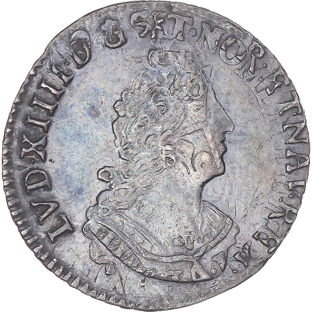 Coin, France, Louis XIV, 1/12 Ecu aux palmes, 1696, Rouen, réformé, EF(40-45)