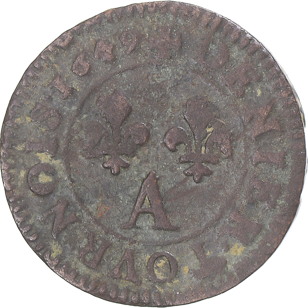 Coin, France, Louis XIV, Denier Tournois, 1649, Paris, , Copper