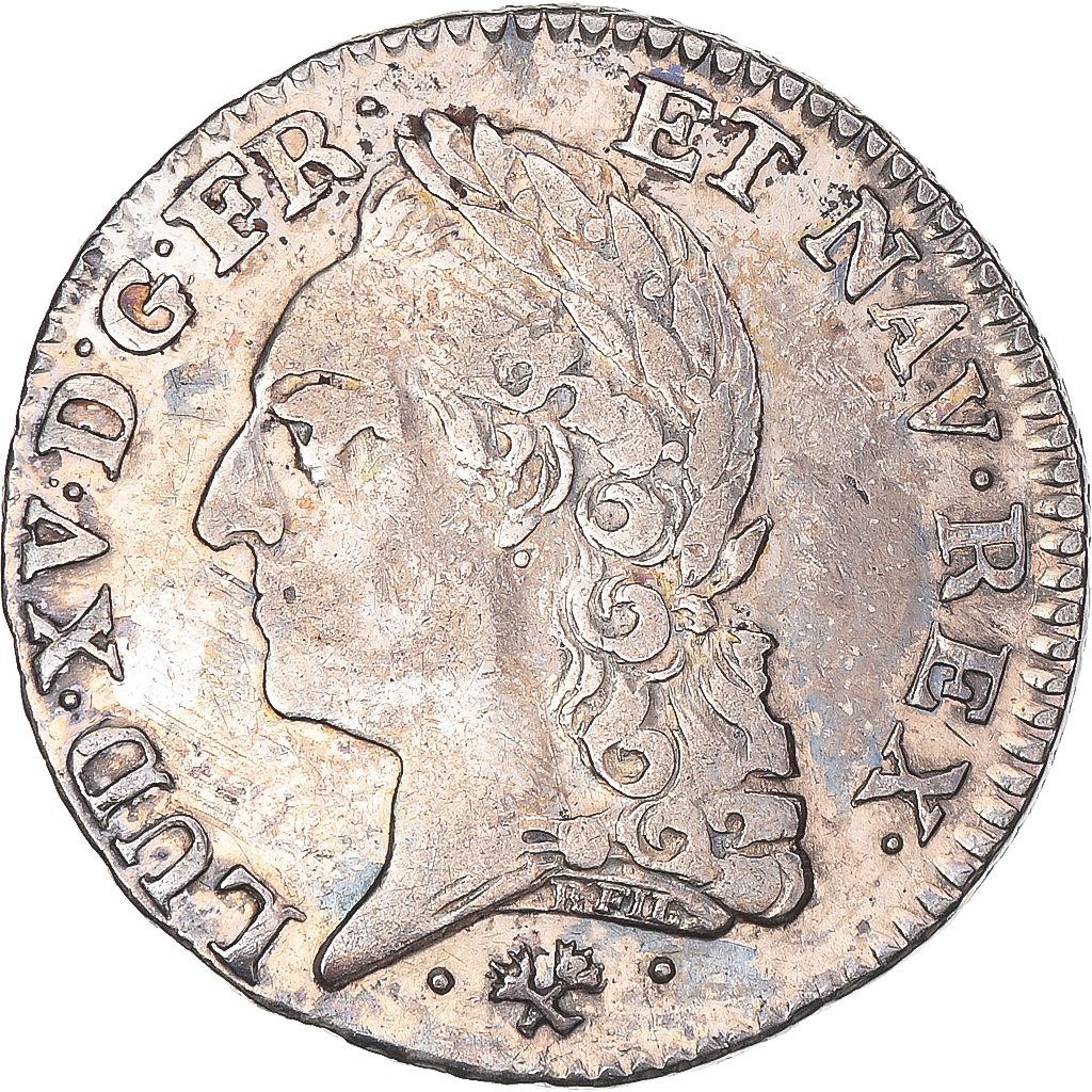 Coin, France, Louis XV, 1/5 Écu à la vieille tête, 1772, Bayonne, EF
