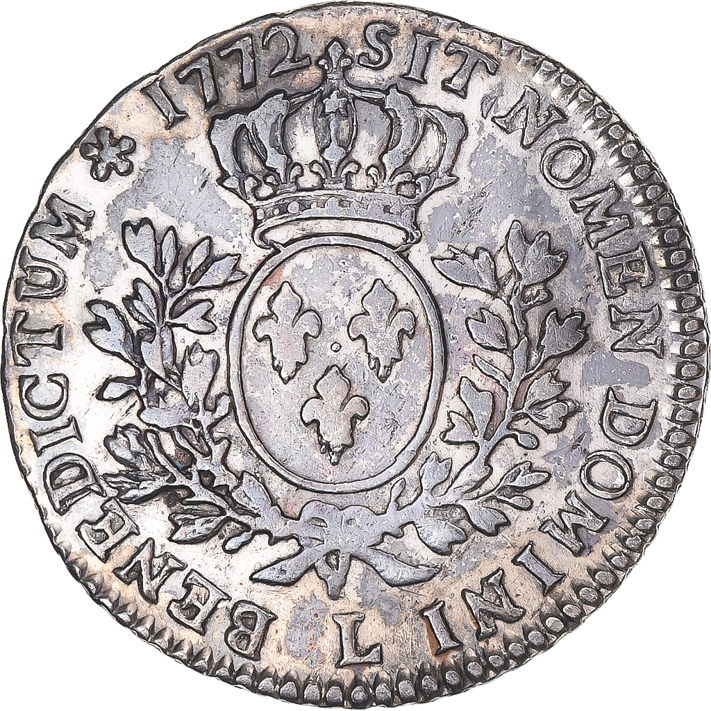 Coin, France, Louis XV, 1/5 Écu à la vieille tête, 1772, Bayonne, EF