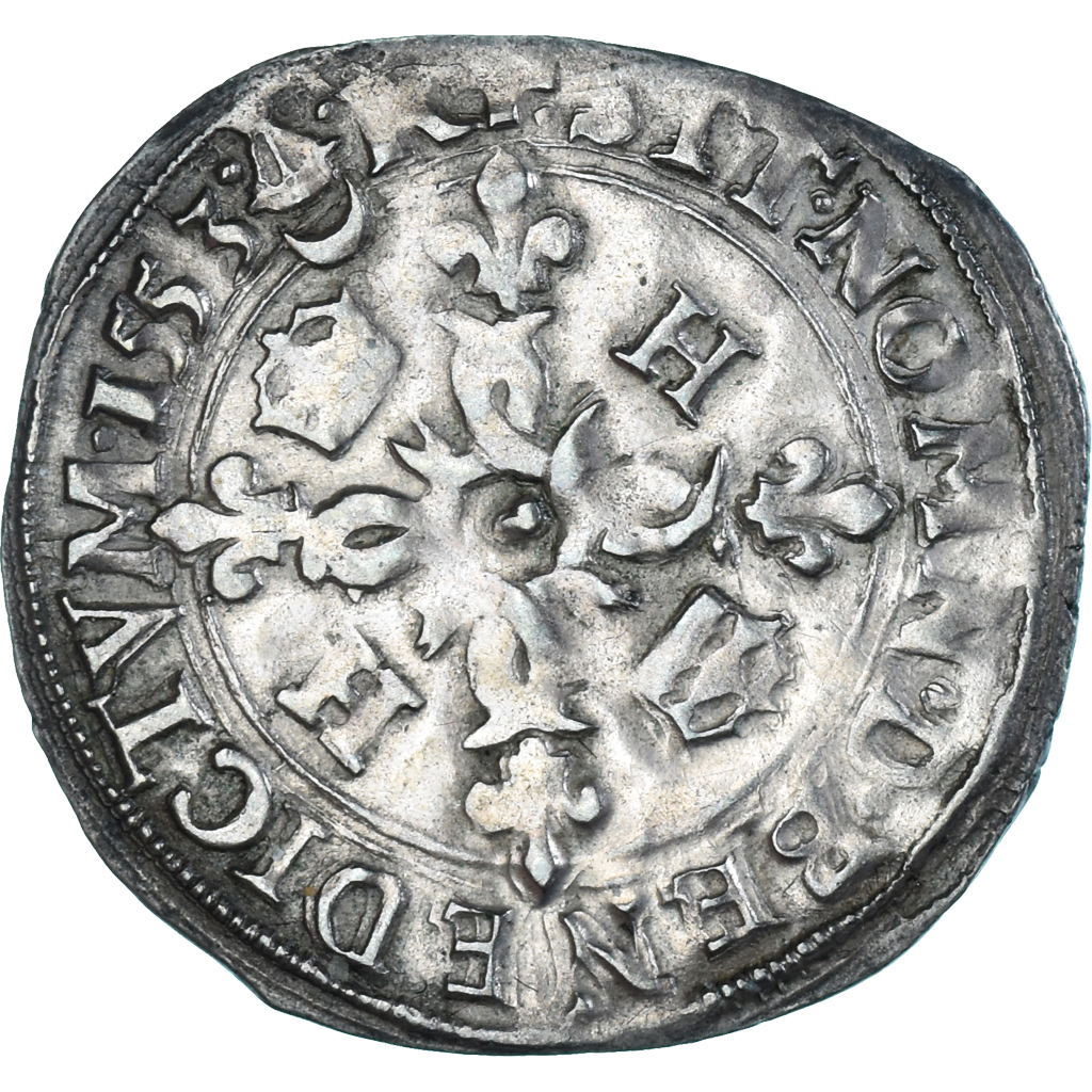 Munten, Frankrijk, Henri II, Douzain aux croissants, 1553, Bordeaux, ZF, Billon