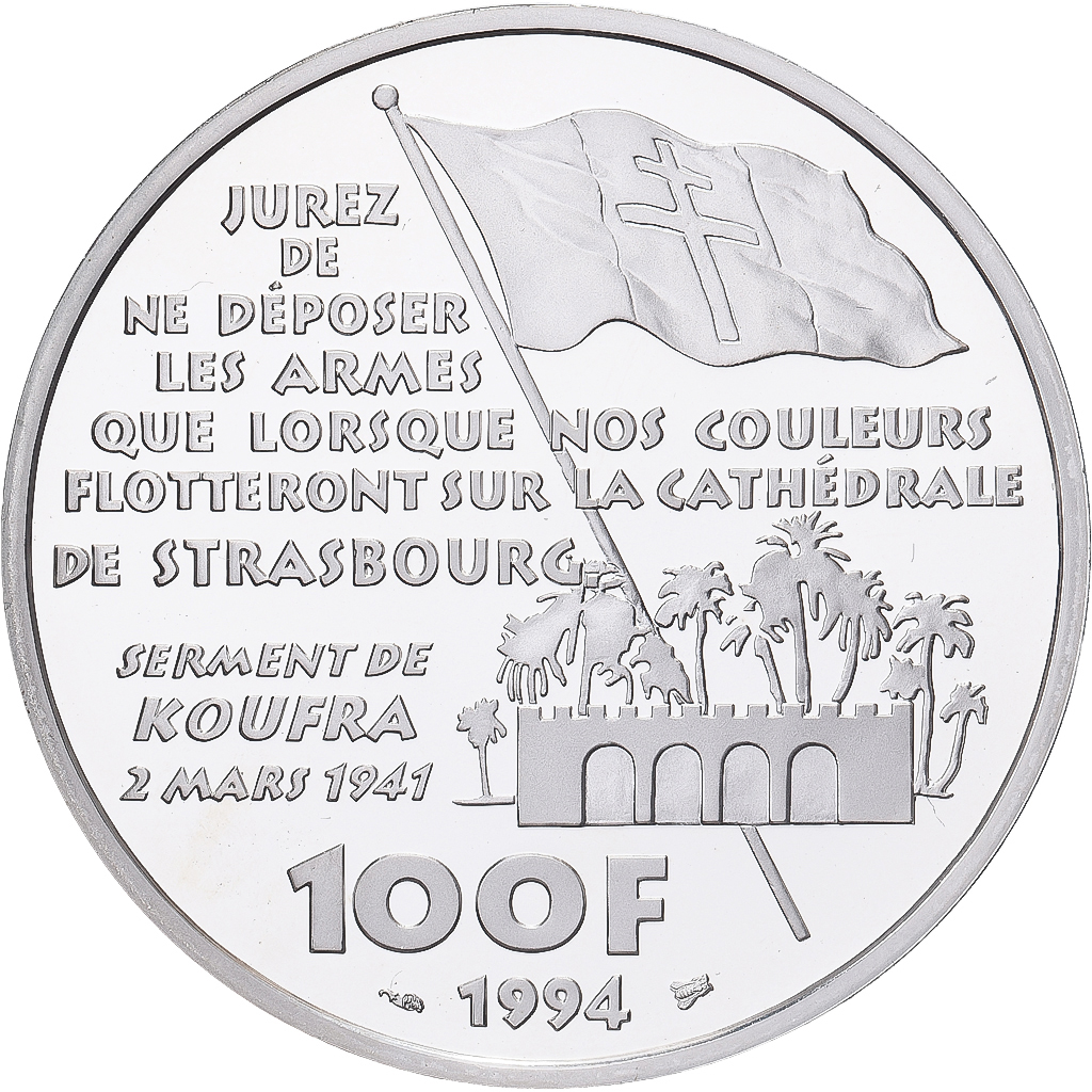 Coin, France, Général Leclerc, 100 Francs, 1994, Monnaie de Paris, BE