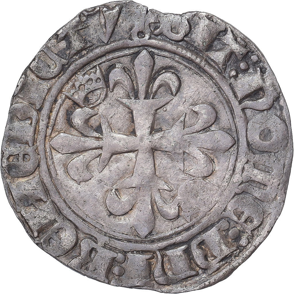 Coin, France, Charles VI, Gros florette, Paris, , Billon, Duplessy:387