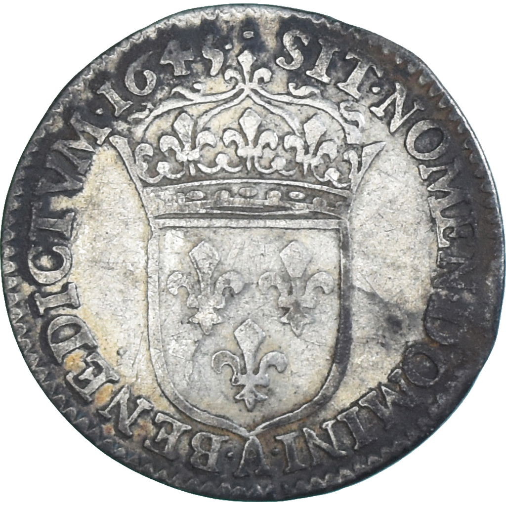Coin, France, Louis XIV, 1/12 Ecu à la mèche courte, 1645, Paris, VF