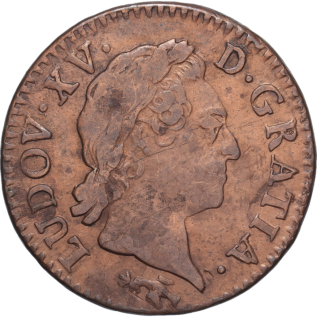 Coin, France, Louis XV, 1/2 Sol à la vieille tête, 1770, Besançon, 