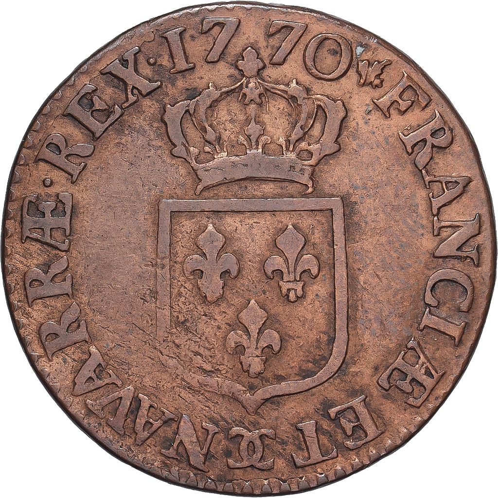 Coin, France, Louis XV, 1/2 Sol à la vieille tête, 1770, Besançon, 