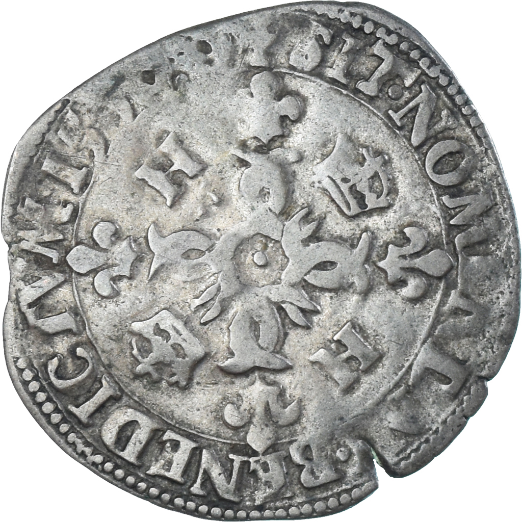 Coin, France, Henri II, Douzain aux croissants, 1550, Montélimar, 