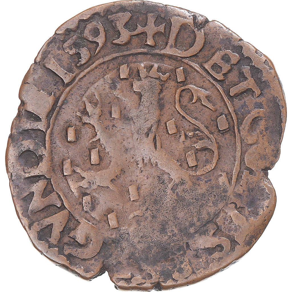 Coin, FRENCH STATES, Franche-Comté, Philip II, 2 Deniers, 1593, Dole