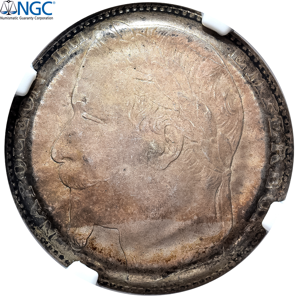 France, Napoleon III, 1 Franc, 1867, Bordeaux, REVERSE DIE CAP, NGC, 